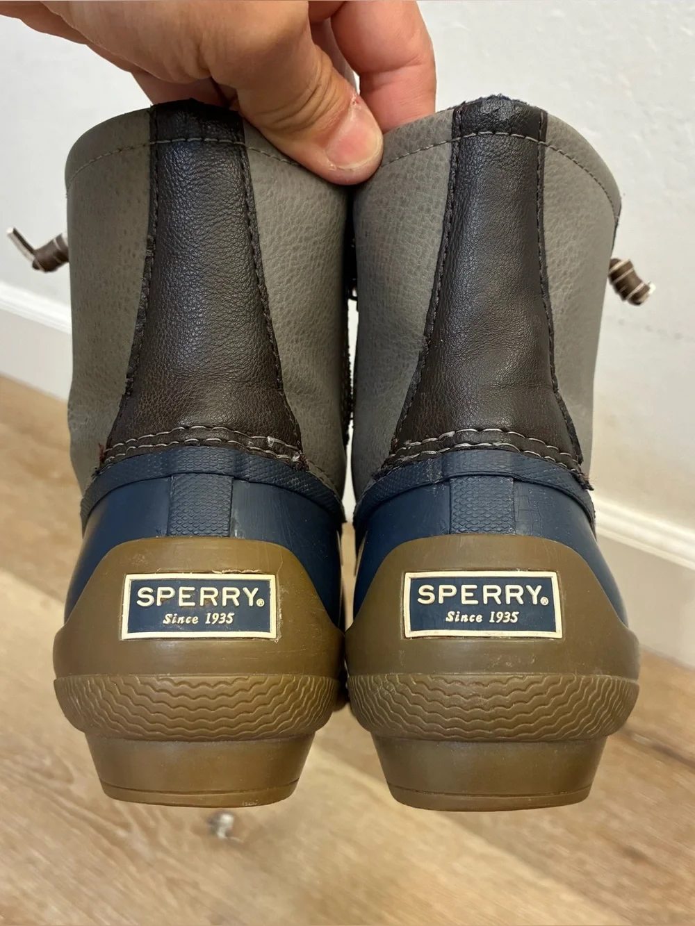 Sperry Syren Gulf Duck Boots Ankle Zip Gray/Blue Waterproof Women's Size 8 M
